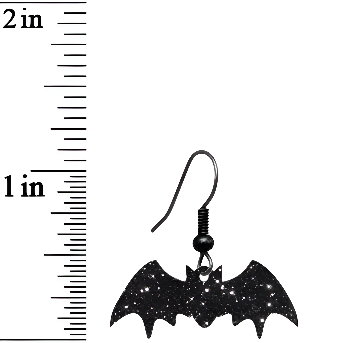 Glittery Black Bat Dangle Earrings