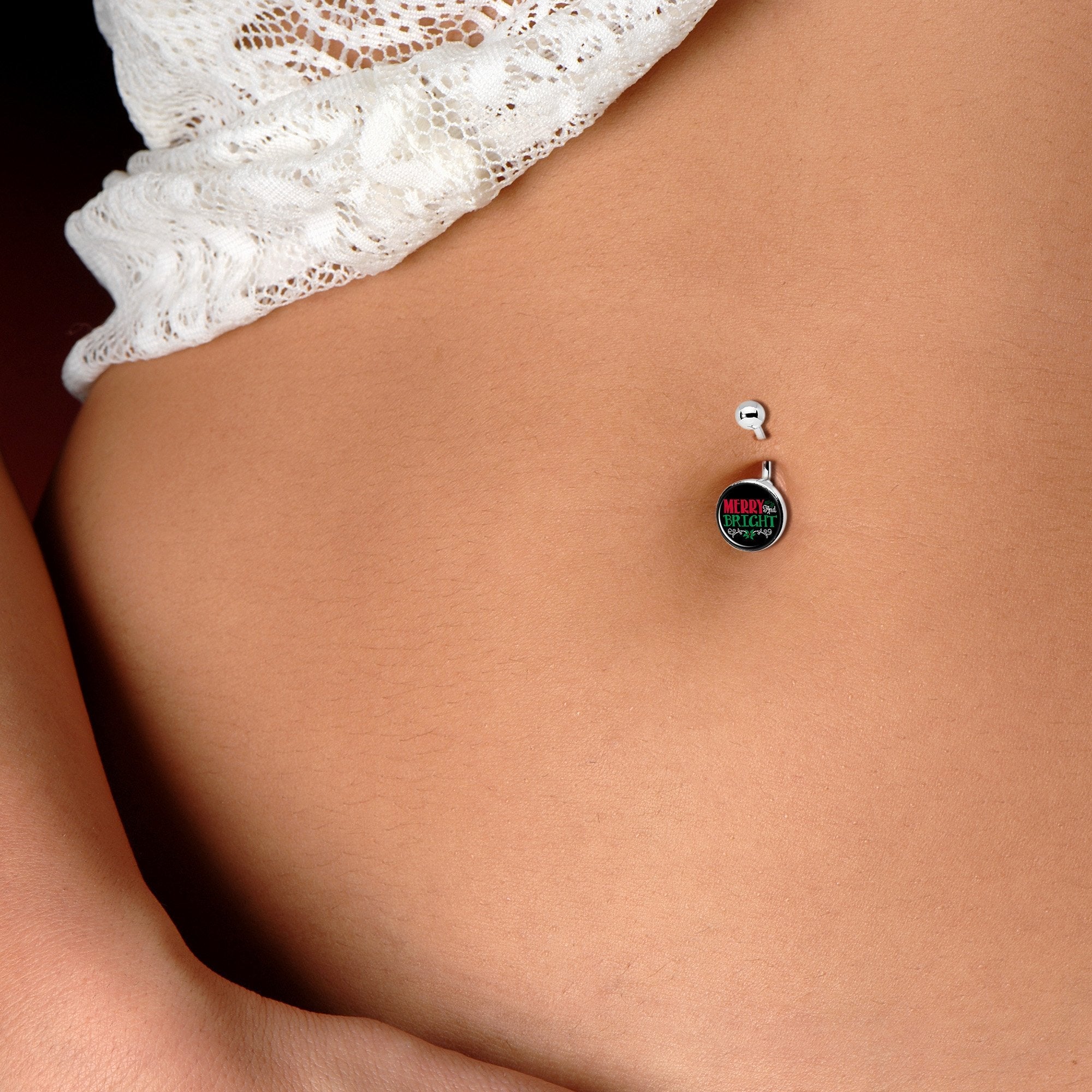 Christmas Merry Bright Belly Ring