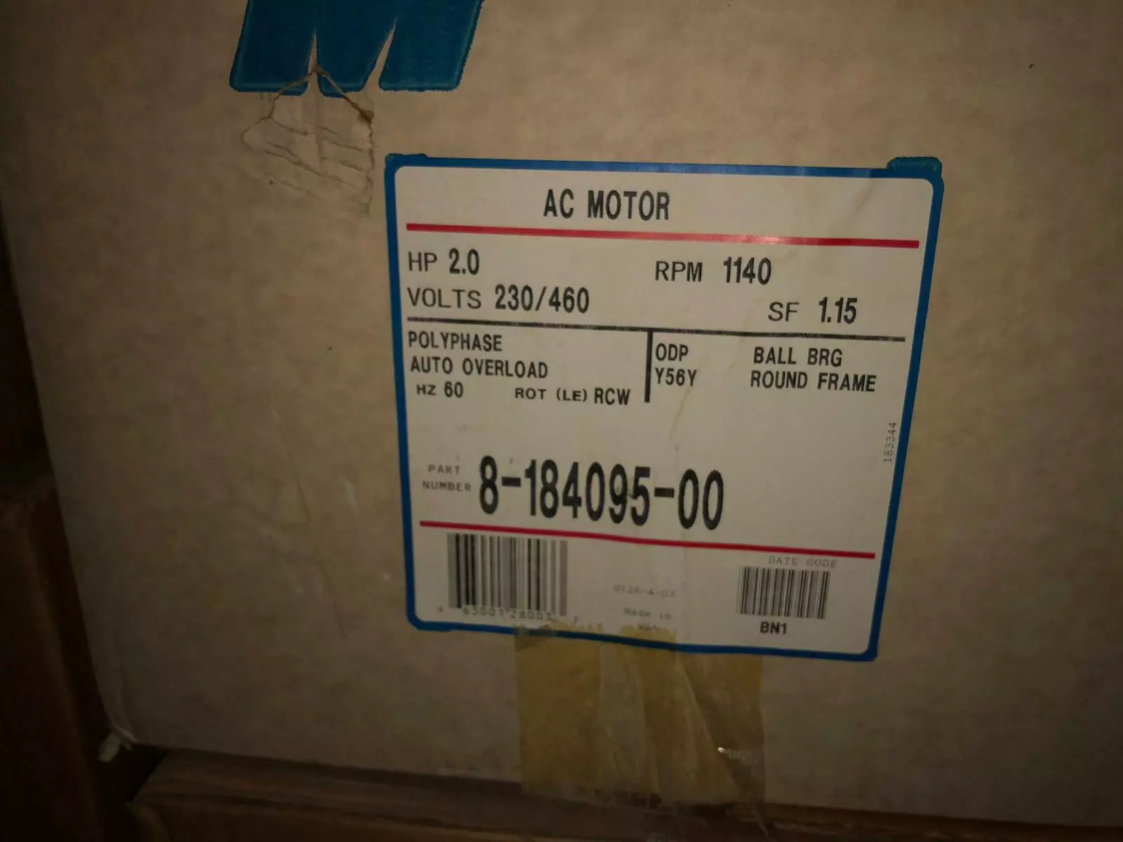 MagneTek Century 8-184095-00 Motor Polyphase