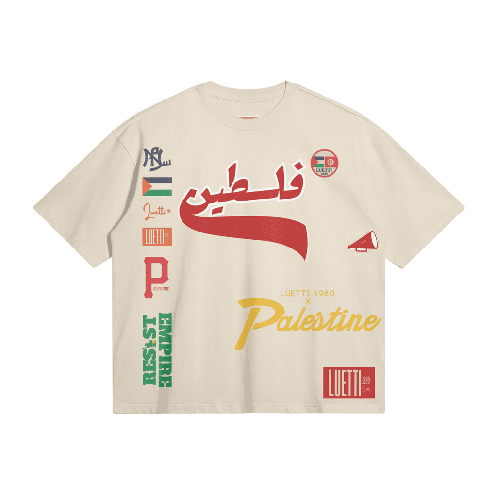 Palestine Collegiate Embroidered and Printed Premium Quality Boxy Tee