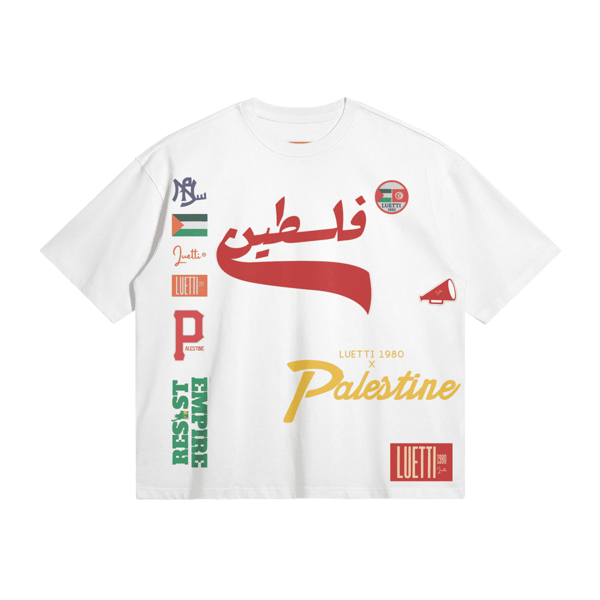 Palestine Collegiate Embroidered and Printed Premium Quality Boxy Tee