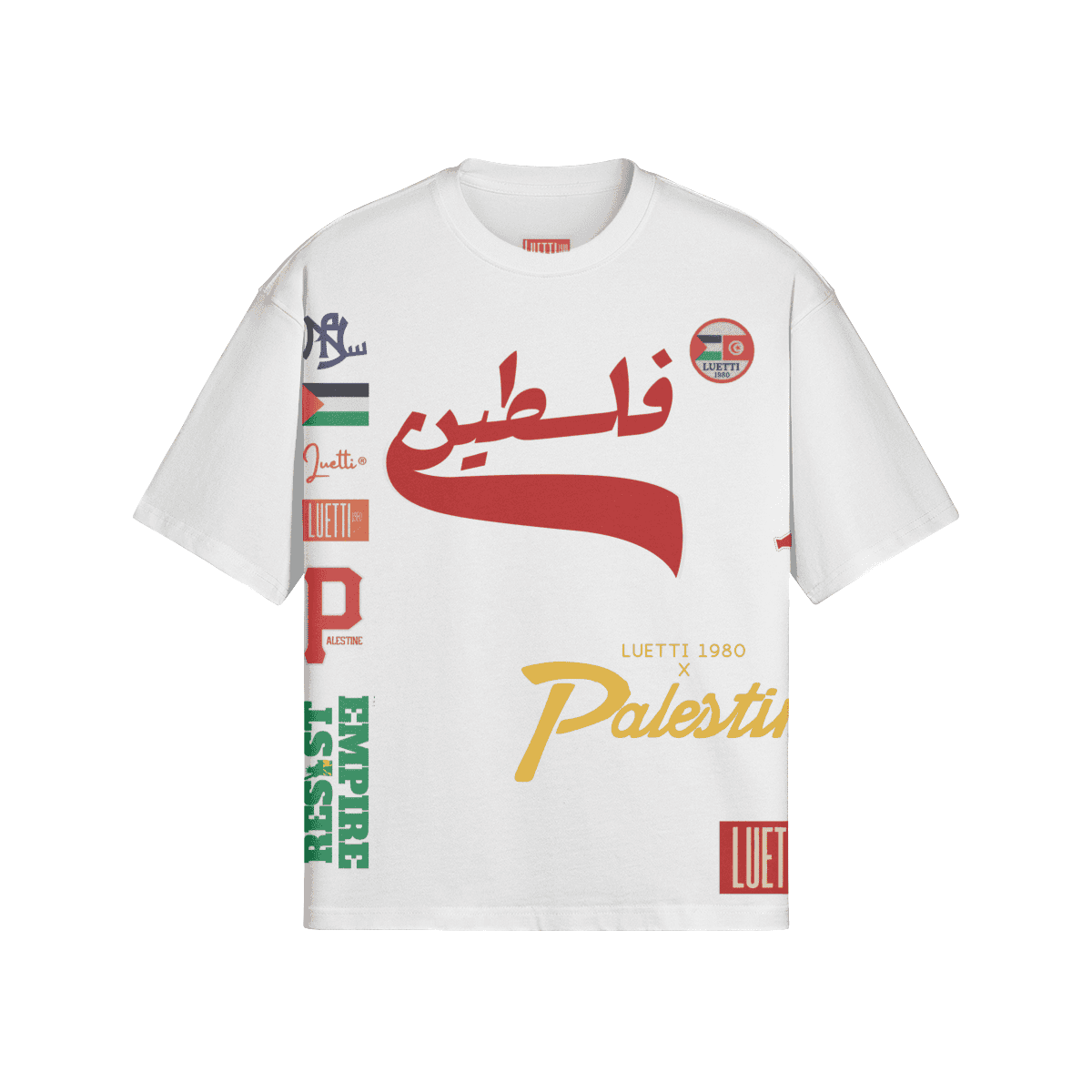 Palestine Collegiate Embroidered and Printed Premium Quality Boxy Tee