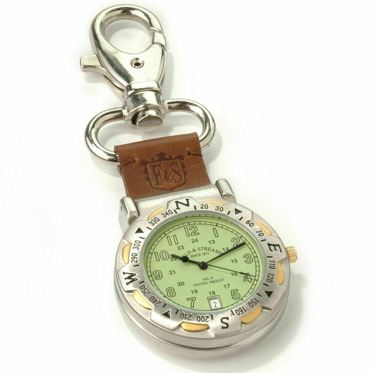 Field & Stream Camp Master Green Dial Multi-Function Compass Leather