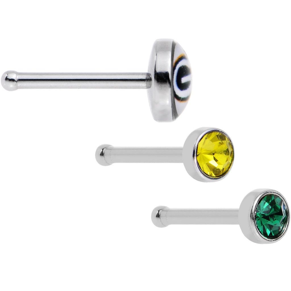 20G Licensed NFL Green Bay Packers Logo Nose Bone 3 Pack
