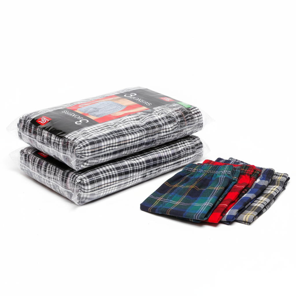 Men's Tartan Plaid Boxer Shorts 6 Pack Cotton Blend Moisture Wicking S-4XL