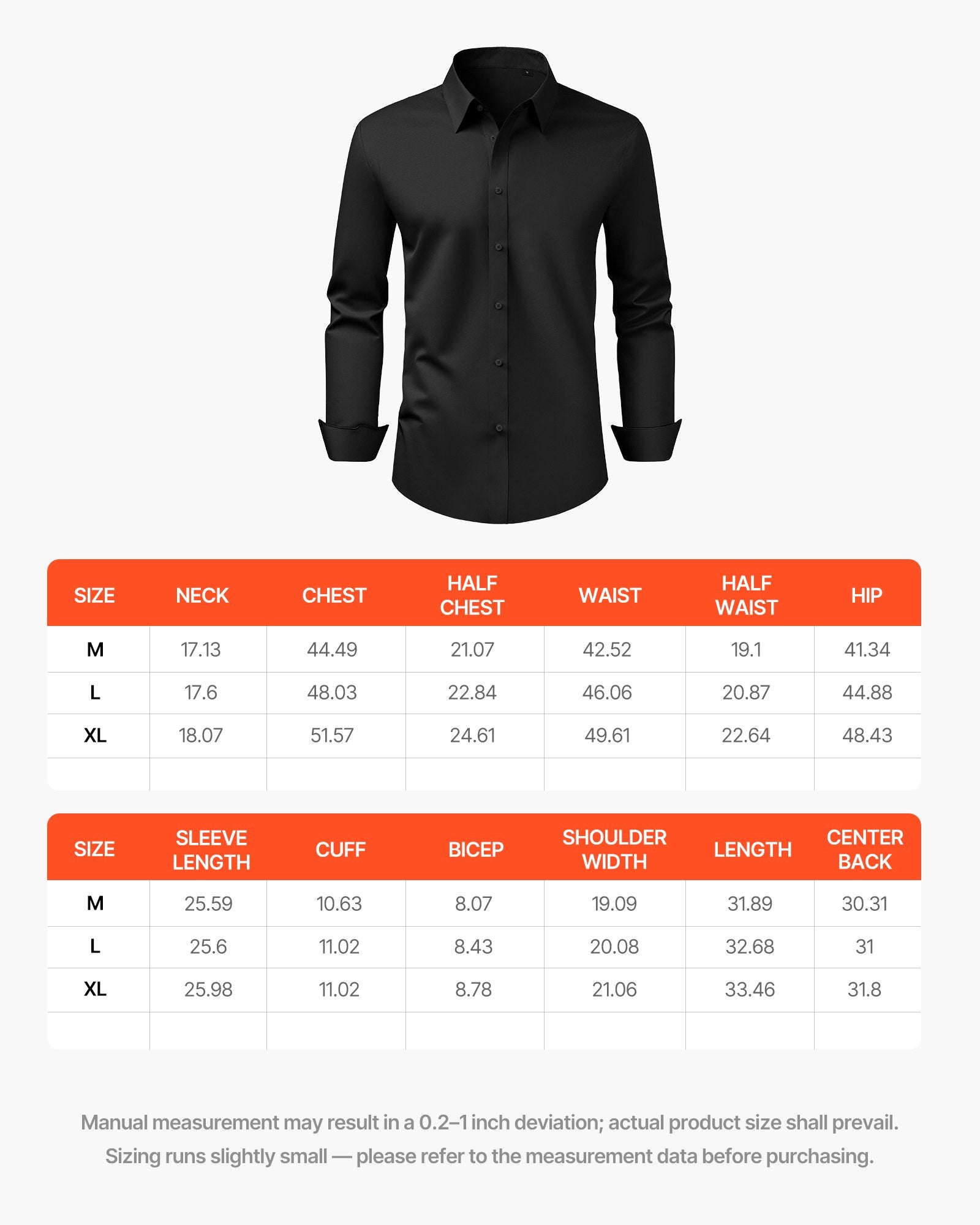 Men's Button Up Shirt, Mens Long Sleeve Wrinkle-free Button Down Dress