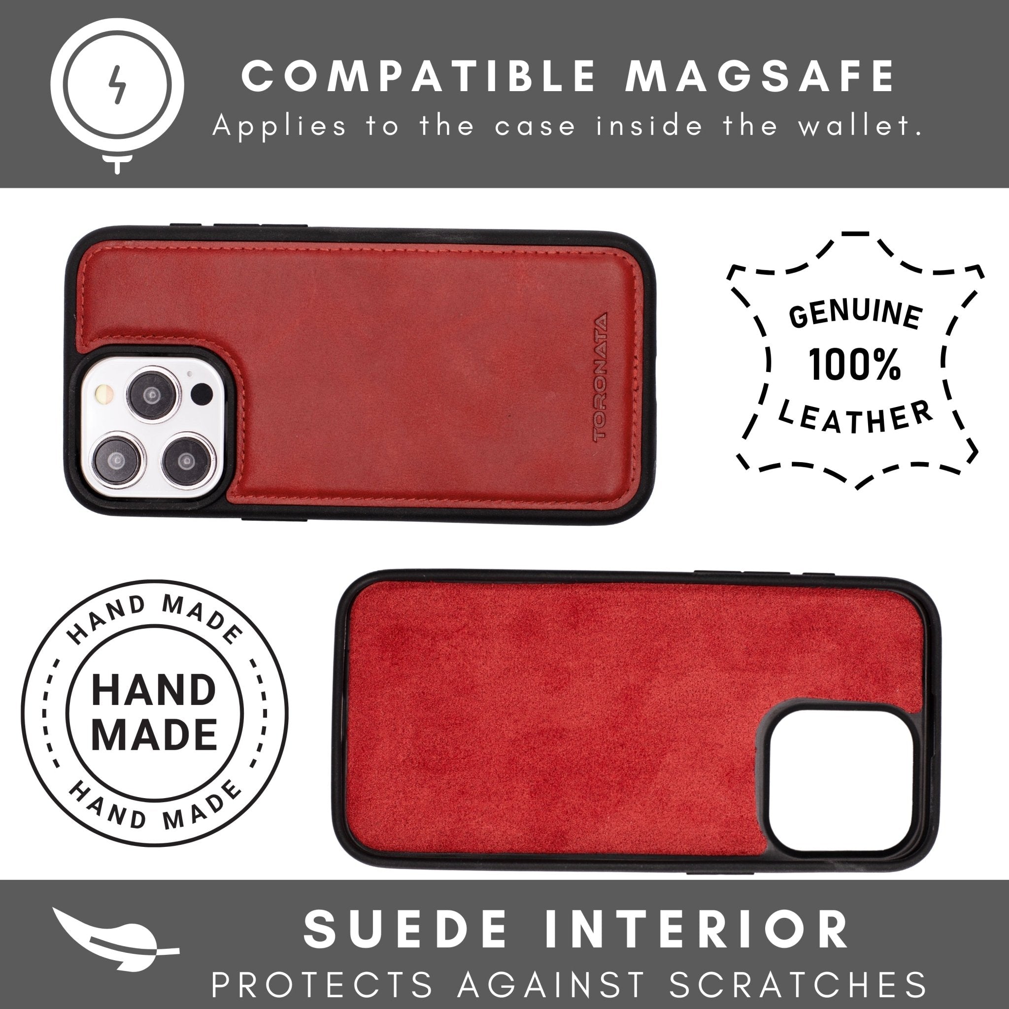 Vegas Premium Leather iPhone 15 Pro Wallet Case with MagSafe | Detachable RFID Blocking Luxury Wallet