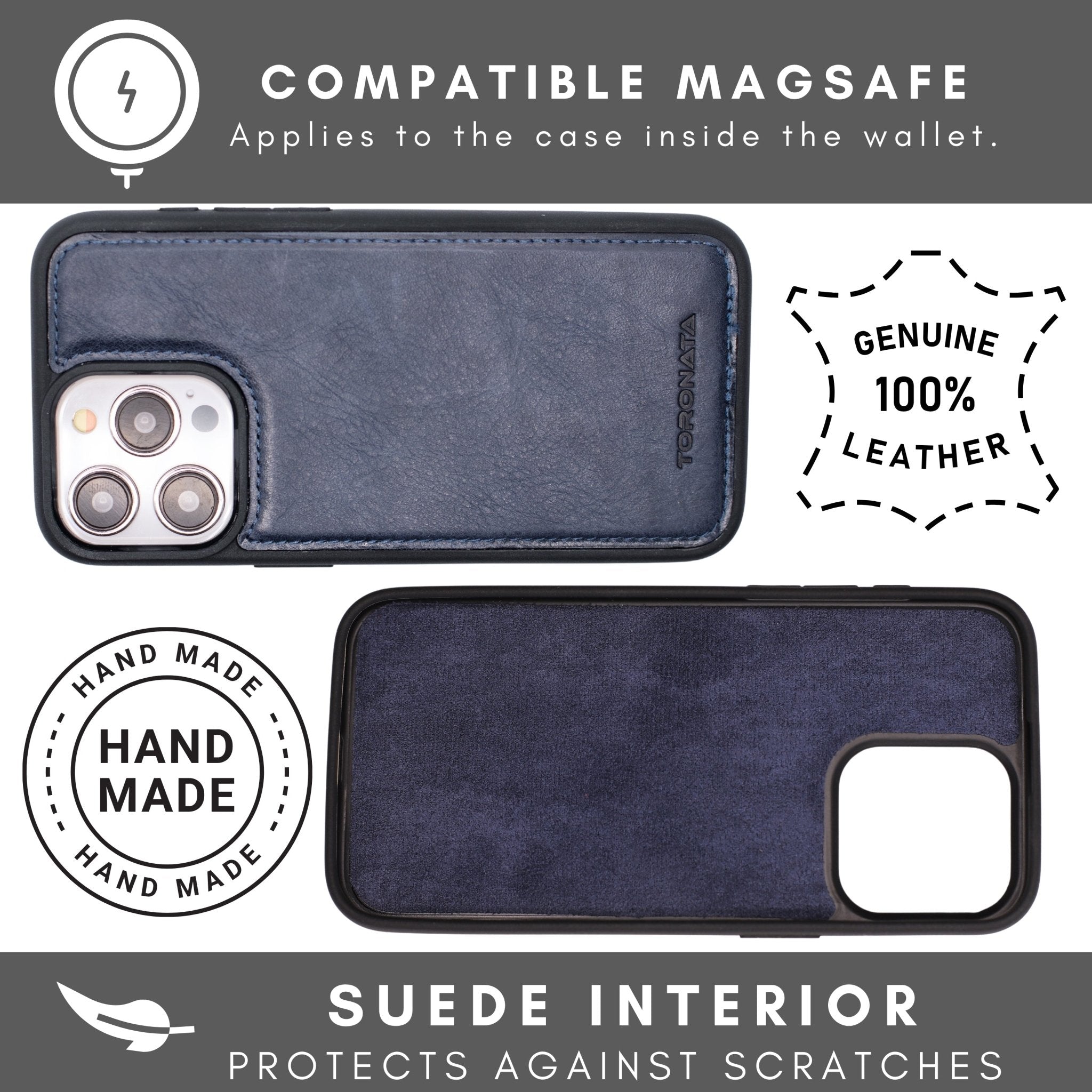 Vegas Premium Leather iPhone 15 Wallet Case with MagSafe | Detachable RFID Blocking Luxury Wallet