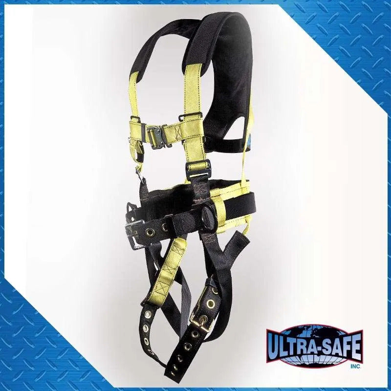 Full Body Harness w/ 3 D-Rings Tongue Buckle Legs, Chest Quick Release,Tool Belt and X-Pad | SIZE OPTIONS