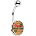 Rustic Wood Merry Christmas Belly Ring