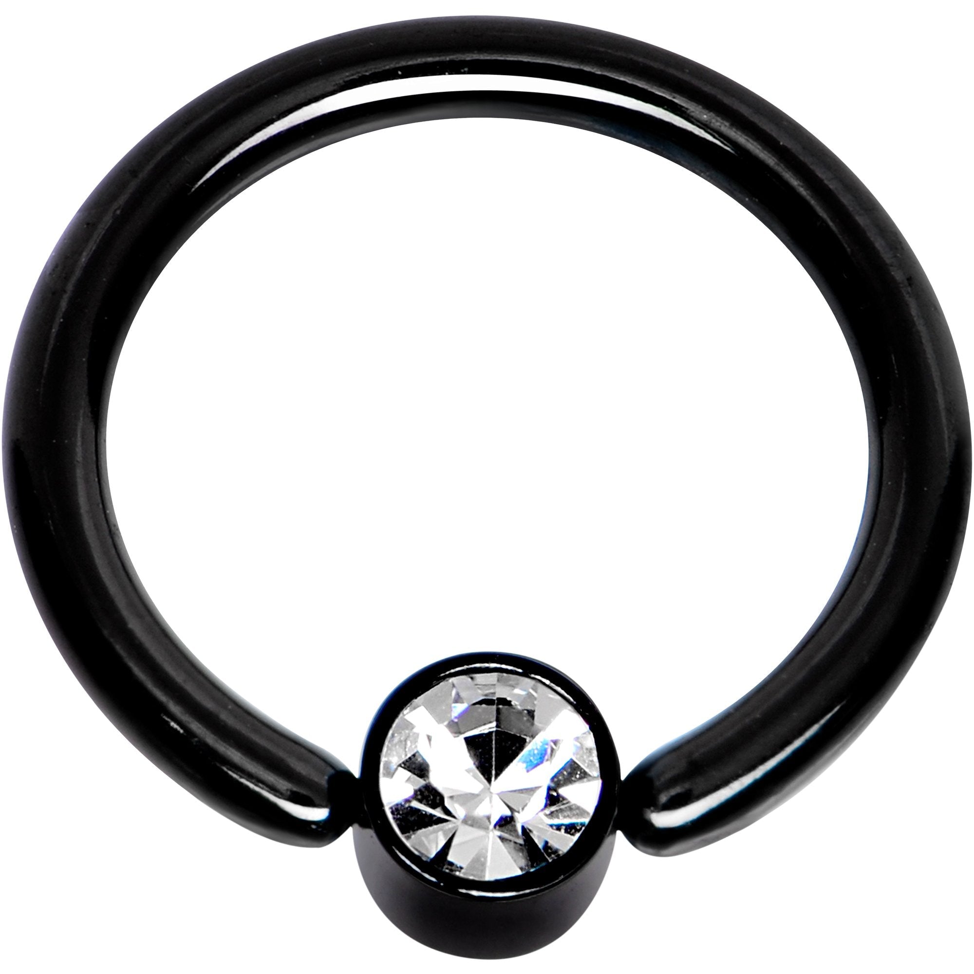 16G 5/16 Clear Gem 3mm Disc Black IP BCR Captive Ring